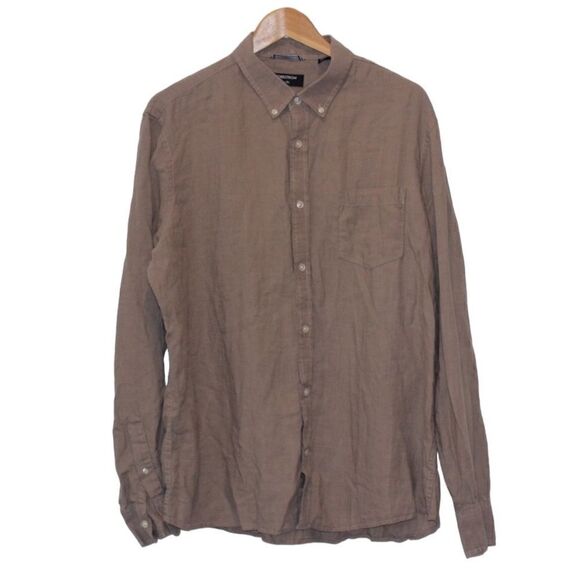 Nordstrom Trim Fit Linen Long Sleeve Button Down Shirt Men Size XL - Picture 1 of 8
